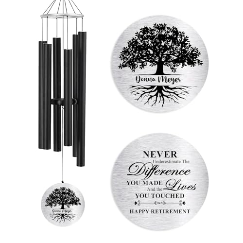 Image of Personalized Retirement Wind Chimes for Outside, 36 inch Happy Retirement Gift for Women, Men, Coworker, Colleague, Boss, Teacher, Nurse, Friend, Going Away Garden Patio Decor