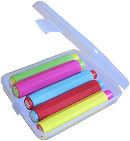 5xLunies Chalk Holder with Storage Hard Case - Blackboard Adjustable Chalk Clip Set for Teachers Kids School Office Drawing Board 3.7"x0.6" 5 Bright Color NOT Included Chalk
