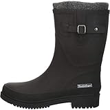 Farbe: braun mit grauer Stulpe, schwarz mit grauer Stulpe, Design: Lederoptik, dekorative Schnalle am Schaft