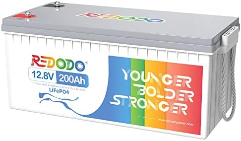 Redodo 12V 200Ah LiFePO4 Battery Lithium Battery with 100A BMS, Rechargeable 4000-15000 Deep Cycles & 10-Year Lifetime, Perfect for RV, Camping, Boats, Trolling Motor, Solar Home System, etc.