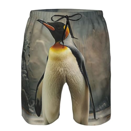 Penguin Print Stylish Men Beach Shorts Lightweight Cozy Swim Trunks Summer Casual Outings Holiday4