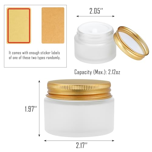 24 pack Small Clear Frosted Glass Cosmetic jars with Golden Metal Lids 2oz Bulk for Sample Lotion Cream Travel Jar Cosmetic Container2