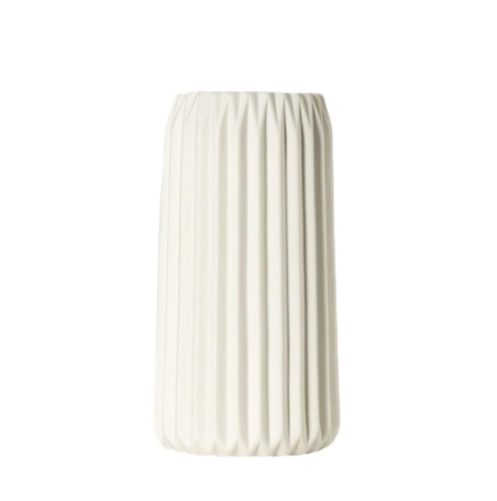 Vase, Vase Flowers White Ceramic Origami Stripe Floral Minimalism Ribbed Home Decor Centerpiece Centerpieces For Vases
