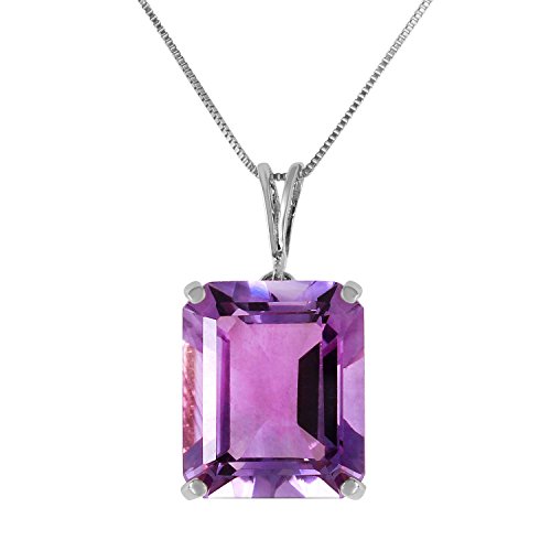 Galaxy Gold GG 14k Solid White Gold Necklace with 6.5 Carat Natural Emerald-cut Purple Amethyst