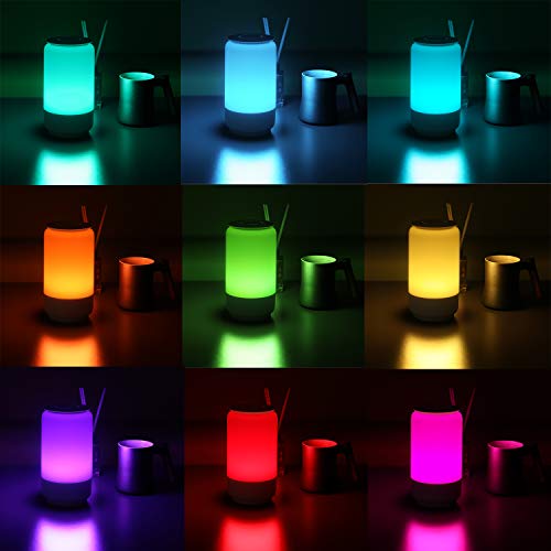 Hugoai Led Table Lamp, Bedside Lamp, Nightstand Lamps For Bedrooms With Dimmable Whites, Vibrant Rgb Colors And Memory Function, No Flicker, Grey #TOP2