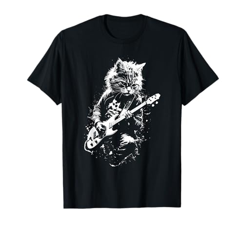 Vintage and Retro Rock Music Band Fans Tee Distressed Cat Pl