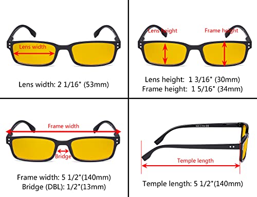 Image of Eyekepper 5 Pack Blue Light Filter Glasses Classic Rectangular Computer Reading Glasses Amber Tinted +0.50