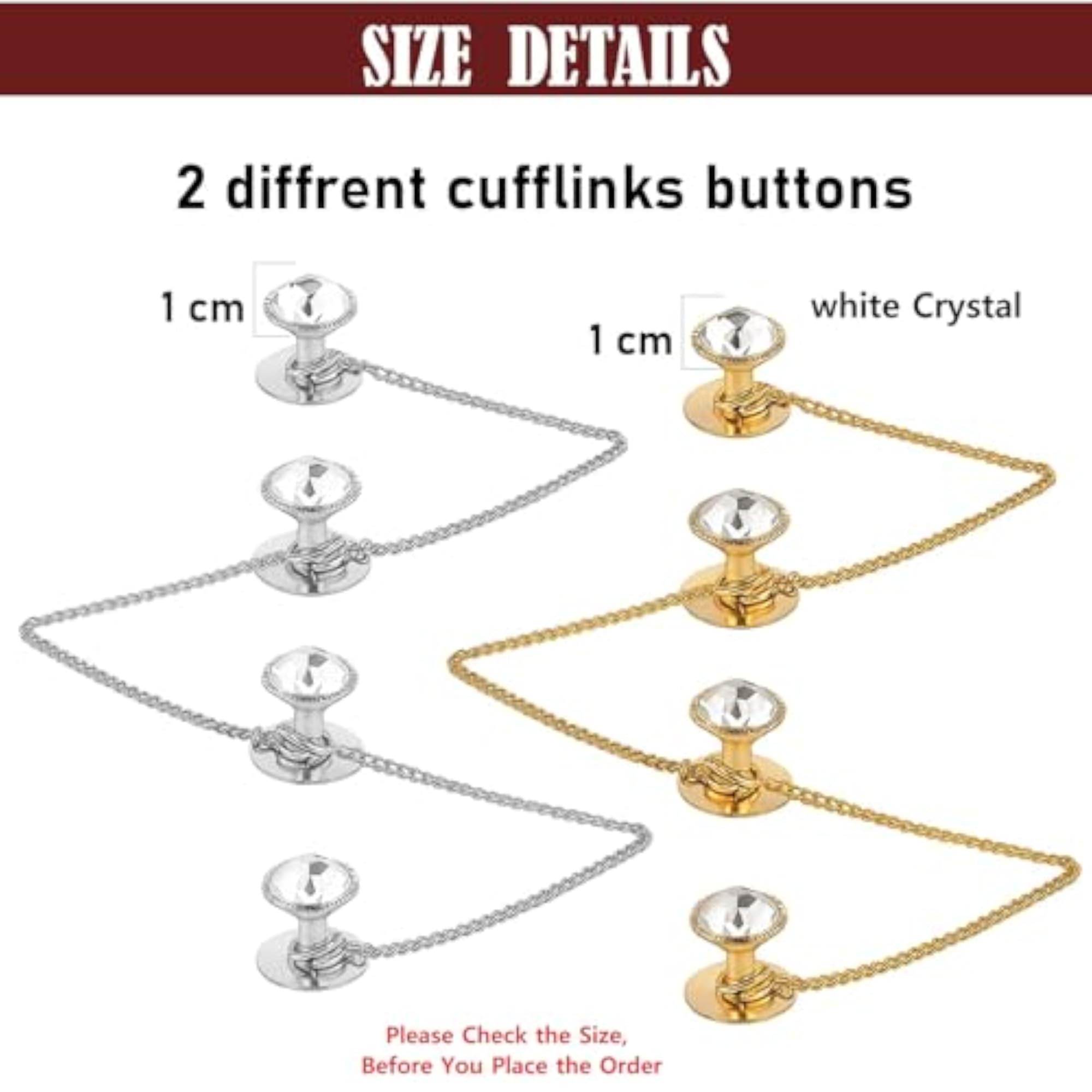 Gold & Silver White Stone Studded Kurta Buttons Combo, For Men