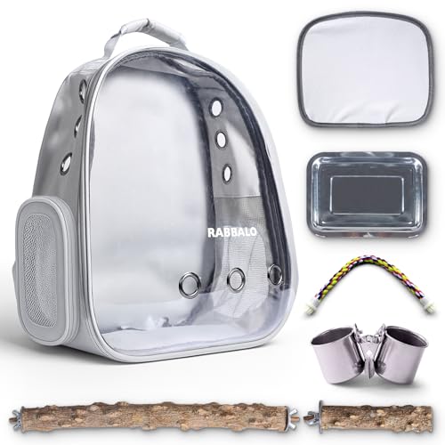 Image of Bird Carrier Backpack with Clear Window - Travel Cage for Parakeets, Conures, Cockatiels - Portable Pet Bag with Tray, Perches, Cups, Ventilation - Hiking, Travel & Outdoor Adventure