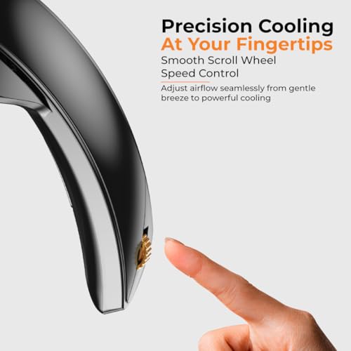 Image of JUST CORSECA Neck Fan | Rechargeable | LED Display | Adjustable Speed | Hands-Free Wearable Cooler for Travel, Outdoor & Summer Use (Black)