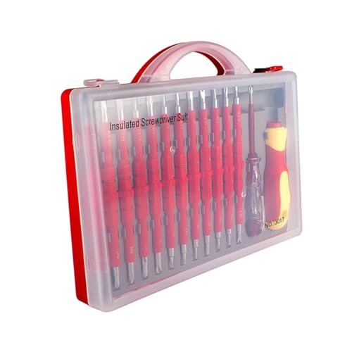 HOMSFOU 1 Juego destornillador cajas almacenaje cajas de almacenaje ordenador portátil atornilladora soporte de tornillo herramienta electricista Acero de aleación de cromo vanadio rojo