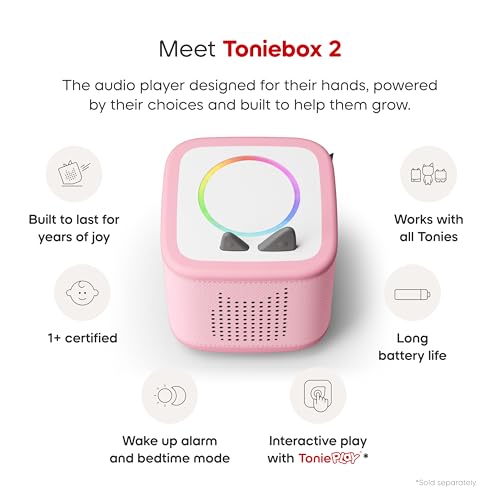 Image of Toniebox 2 Audio Player Disney Princess Bundle for Kids 3+ with Ariel, Moana, Merida, and Belle - Cloud Pink