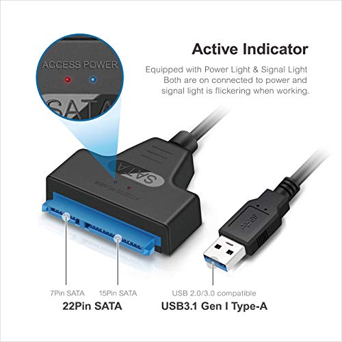 Cable SATA a USB 3.0 para discos 2.5" SSD y HDD miniatura 5