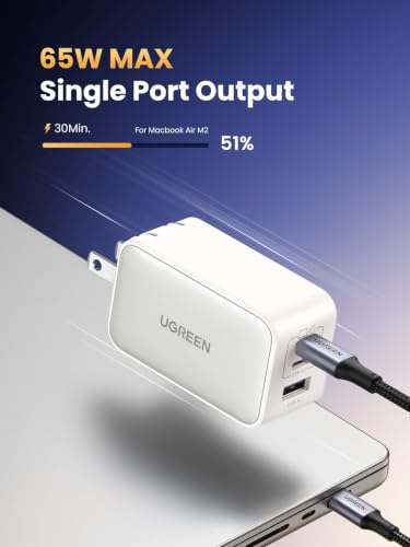 Image of UGREEN Nexode 65W USB C Charger Block, 3-Port Wall Charger Fast Charging