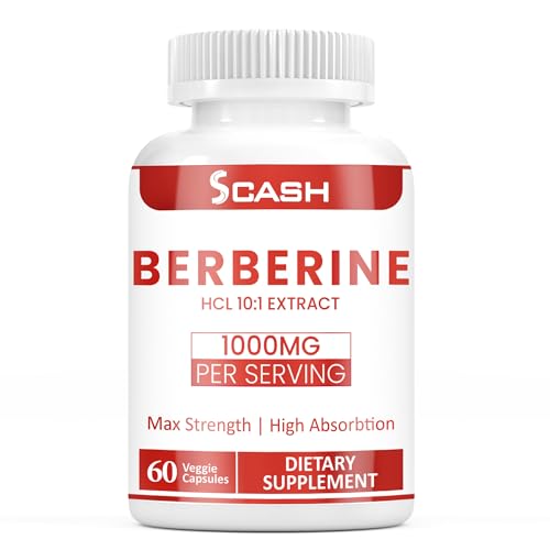 Scash Berberine HCI Berberis Aristata 500 MG Per Vegetarian Capsule Non-GMO, 60 Vegetarian Capsules