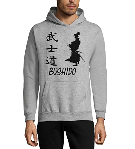 Sweat à capuche Bushido en coton gris de qualité supérieure