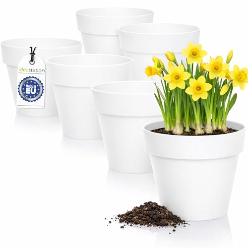 idea-station IBI macetas plastico 6 x 12 cm - Blanco - maceteros Decorativos Interior - jardineras Exterior