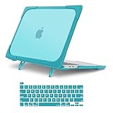 MOSISO Compatible with MacBook Pro 13 inch Case 2025 2024 2023 2022 2021 2020 M2 M1 A2338 A2289 A2251, Protective Heavy Duty Plastic Hard Shell Case with Fold Kickstand & Keyboard Cover, Turquoise