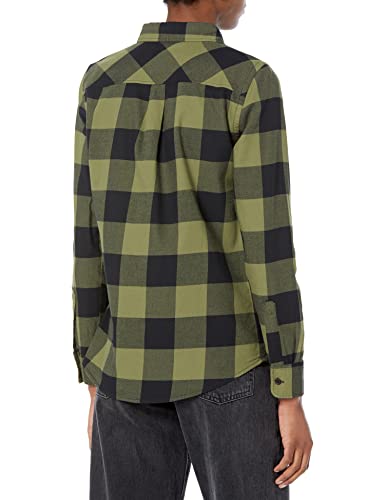 Image of Amazon Essentials Women's Regular-Fit Long-Sleeve Lightweight Plaid Flannel Shirt with Brushed Finish, Shirttail Hem