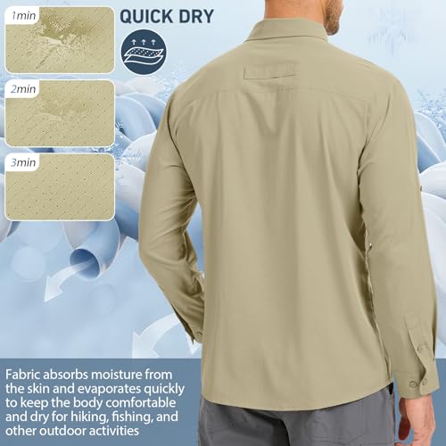 mixtiq Men’s Safari Hiking Shirts Long Sleeve UPF 50 Quick Dry Lightweight Cooling Sun Protection Fishing Camping Shirts2