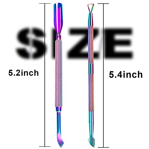 image for GA&EN 2PCS Metal Chameleon Cuticle Pusher and Cutter Remover Salon Qua