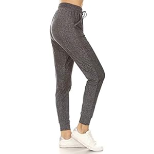 Leggings Depot Women’s Relaxed-fit Jogger Track Cuff Sweatpants with Pockets for Yoga, Workout