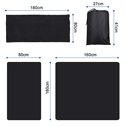 Fleece Sleeping Bag Liner Travel Sheet Camping Sleep Sack Ultralight Zippered Storage Bag Full Sized Zipper Backpacking Blanket For Traveling, Camping, Hiking, Outdoor Activities (Black) #TOP1