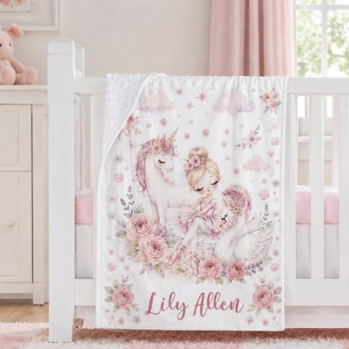 Image of Personalized Baby Blanket for Girls, Custom Nursery Blanket with Name, 30 x 40 Inch Soft Minky Blanket for Baby Toddlers, Newborn Print 13