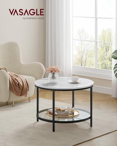 VASAGLE Couchtisch, mit Glasplatte, viel Stauraum, einfacher Aufbau – Ansicht 2