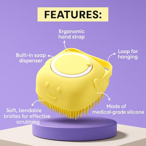 Image of Bathing & Scrubbing Brush with Soap Dispenser for Men & Women, Multicolor Silicone Body Brush Refillable Bath Brush for All Skin Types