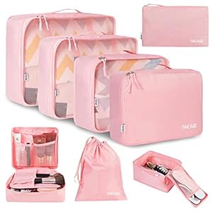BAGAIL 8 Set Packing Cubes Luggage Packing Organizers for Travel Accessories (Blush Pink)