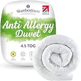 Slumberdown Anti Allergy Single Duvet 4.5 Tog - Allergy UK Approved Lightweight Summer Duvet for Allergy Sufferers - Made in the UK, Anti Bacterial & Machine Washable Single Quilt (135 x 200cm)