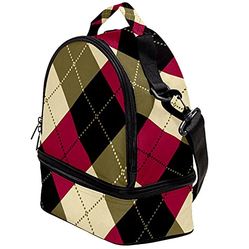 Giovanior Red Black Cream Pattern Plaid Checks Lunch Bag Insulated Lunch Box Picnic Bag School Cooler Bag For Men Women #TOP1