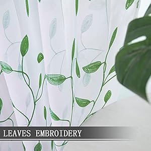Tollpiz Leaves Short Sheer Tier Curtains Green Leaf Embroidery Kitchen Half Curtain Rod Pocket Voile Faux Linen Embroidered Leaves Curtains for Bathroom, 30 x 24 inches Long, Set of 2 Panels Tollpiz Leaves Short Sheer Tier Curtains Green Leaf Embroidery Kitchen Half Curtain Rod Pocket Voile Faux Linen Embroidered Leaves Curtains for Bathroom 30 x 24 inches Long Set of 2 Panels