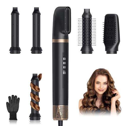 Journeyside Airstyler Set 5in1, Professioneller Warmluftbürste Set 1400W,Multifunktionaler Hairstyler,Lockenstab Automatisch,Glätteisen, Haarstyler 200 Millionen Ionen für Styling,Trockenund Glätten