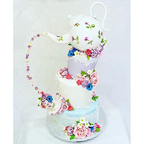 Hedume Set of 4 Sugar Edible Cake Silicone Fondant Impression Lace Mat, 15.5" Large Mold, Flower Pattern Molds Craft Tools for Cake Decorating