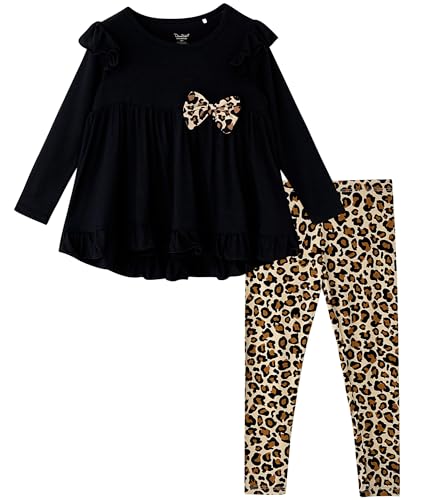 Image of Toddler Girls' Clothes-Viscose from Bamboo, Long Sleeve Ruffle Top with Pant Sets for Kids 2Pcs Fall Outfits 2T-6Y