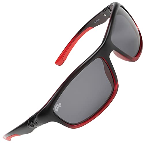 Fox Rage Sunglasses - Polarisationsbrille, Modell:Transparenter rot/schwarzer Rahmen / graue Gläser