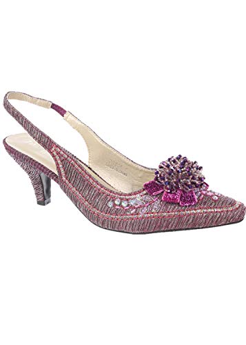 SIMPLY COUTURE Women's Low Heel Closed Toe Slingback Pumps Bowknot Comfortable Dress Shoes