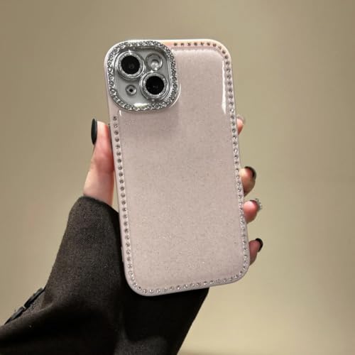 Coque iPhone 15 Pro rose antichoc avec protection caméra et strass brillants