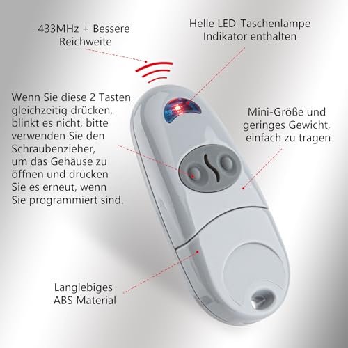 Für Came Top 432SA, 432NA, 432M, 432EE 433,92MHz Garagentoröffner Handsender 2 Stück