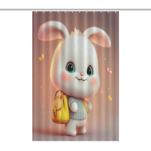 Rideau de douche lapin lavable en polyester imperméable pour baignoire - 7