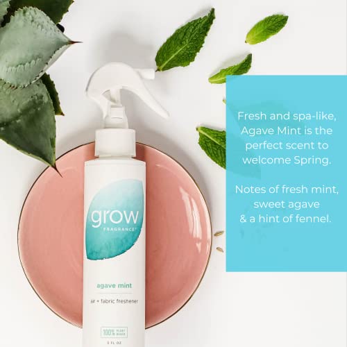 Grow Fragrance - Certified 100% Plant Based Air Freshener + Fabric Freshener Spray, Made with All Natural Essential Oils - Spring Limited Edition - Agave Mint, 1 x 5 oz.