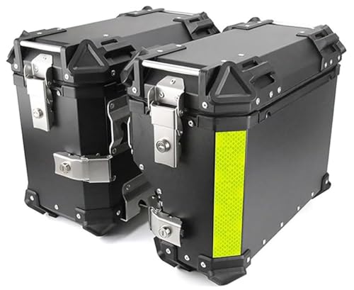 IYUESQ 38-Liter-Motorrad-Seitenkoffer mit Werkzeugfach, Sicherheitsschloss und Tragegriff, universelle Motorrad-Aluminium-Seitenkoffer, Schwarz
