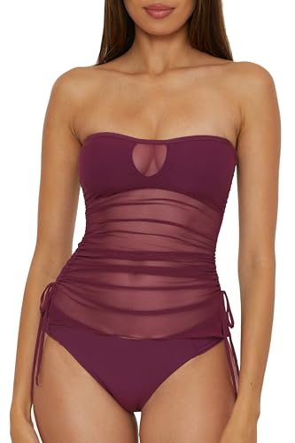 BECCA Womens Muse Bandeau Tankini, Casual, Pull On, Sheer, Swimsuit Tops for Women2