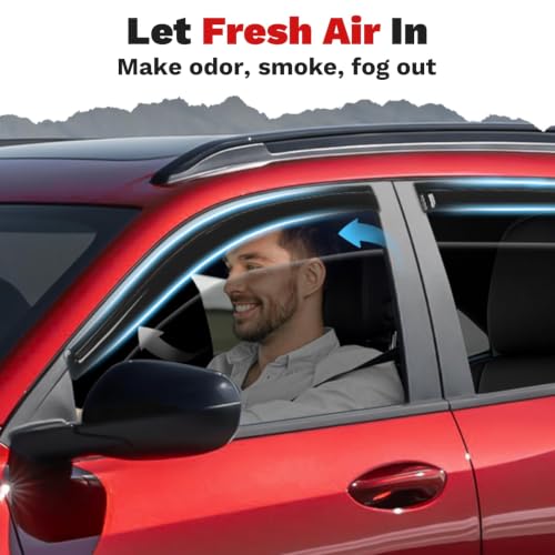 Image of Canvcle Window Visors Rain Guards for 2024 2025 2026 Chevrolet /Chevy Trax Accessories, Outside-Mount Tape-On Side Window Wind Deflectors Vent Visors Shades Black 4PCS