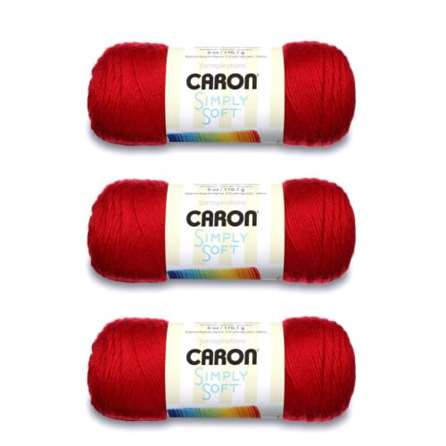 Caron Simply Soft Solids Yarn, 6oz, Gauge 4 Medium, 100% acrylic - Harvest Red - Machine Wash & Dry