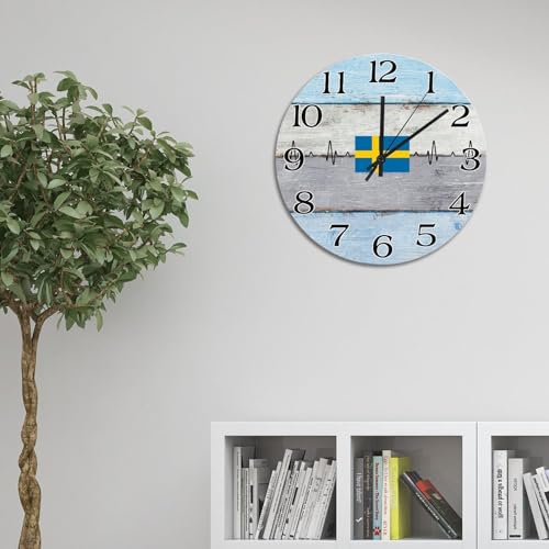 Horloge murale drapeau Suède grand format sans bruit - 5