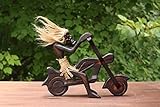 G6 Collection Handmade Wooden Primitive Tribal Funny Statue Harley Davidson Biker Sculpture Tiki Bar Handcrafted Motorcycle Rider Gift Home Decor Accent Figurine Hand Carved (Riding Harley)