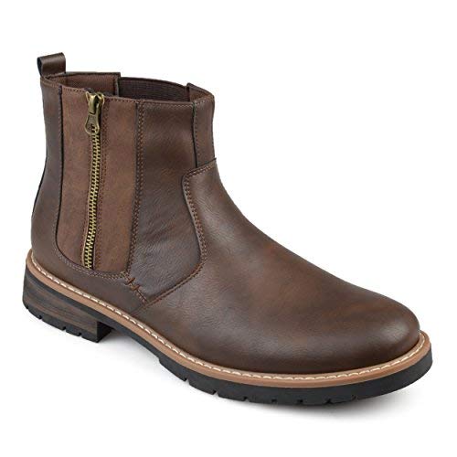 Vance Co. Mens Faux Leather Casual Chelsea Boots (13 Wide, Brown)